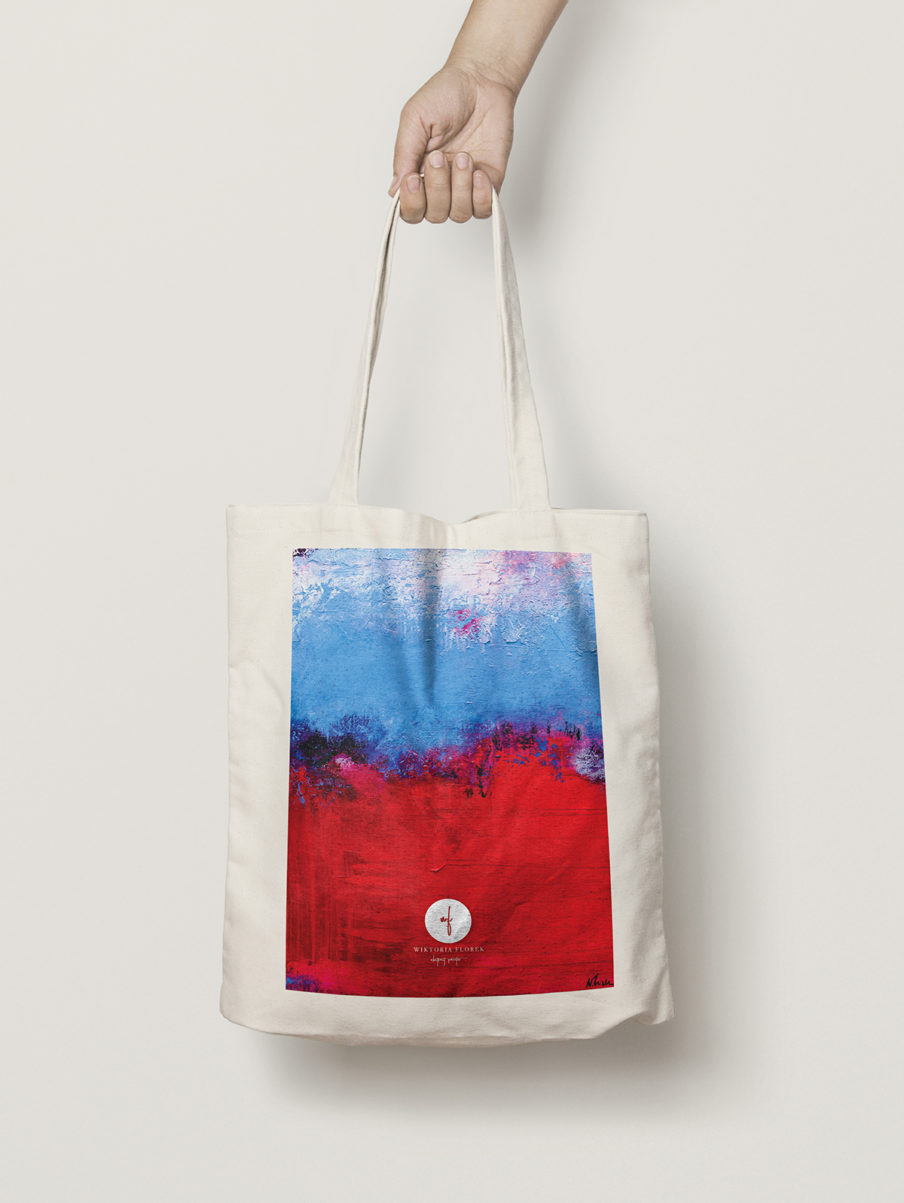 Abstract Cotton Bag "Raspberry Blue"