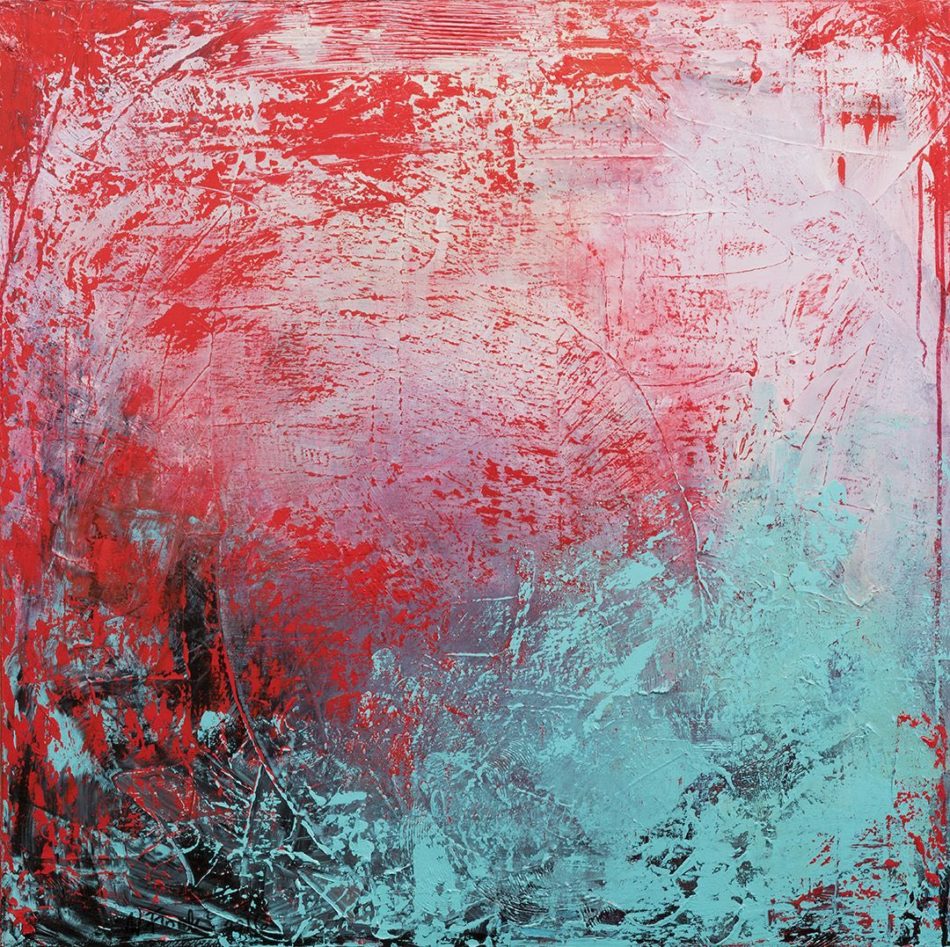 Cranberry Teal, abstract painting by Wiktoria Florek