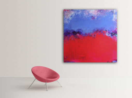 "Raspberry Blue", vibrant abstract painting by Wiktoria Florek