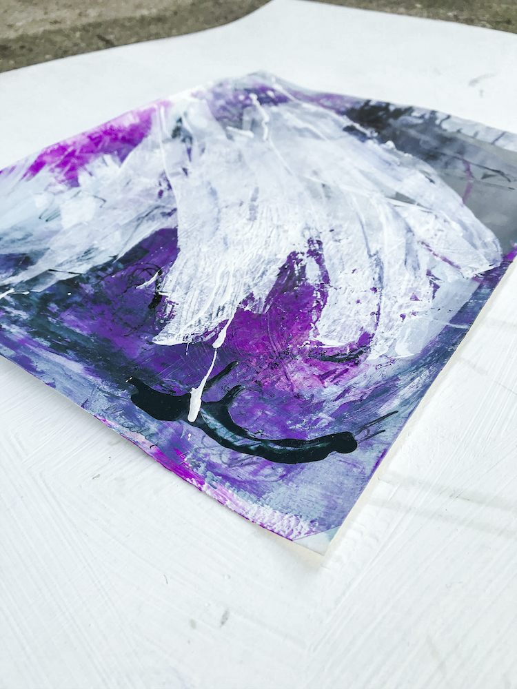 Purple abstract painting perspective